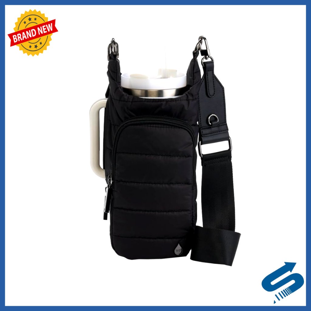 Crossbody Water Bottle Holder With Zipper Slot, Adjustable Strap, Waterproof